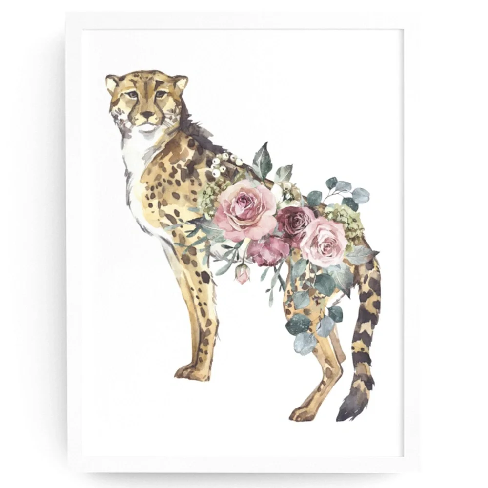 Watercolor Cheetah Illustration Wall Art Poster Print UNFRAMED - Picture 1 of 17
